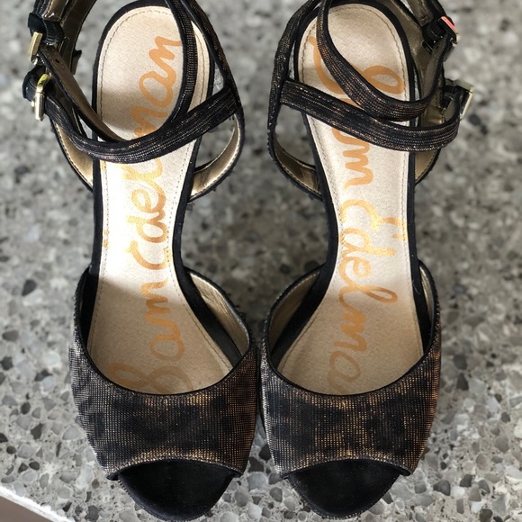 Metallic Leopard Print Sam Edelman Platform Heels - Picture 5 of 6